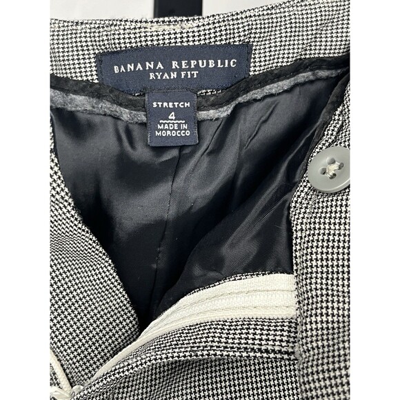 Banana Republic Wide Leg Pants 4 Ryan Fit Houndstooth Wool Stretch Lined Slacks - Picture 5 of 5
